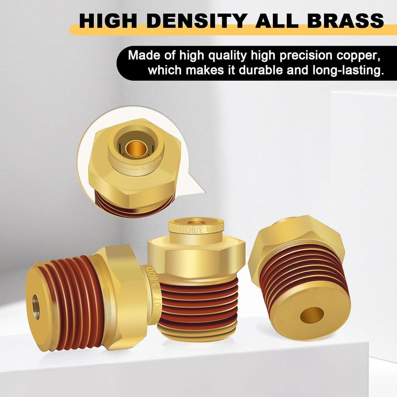 Siptenk 3/8" DOT Brass Push to Connect Air Line Fittings 5 PCS, 3/8" OD Tube x 1/2" NPT Thread Air Brake Line Quick Connect Fittings for Truck Trailers Industry Air System - Image 2